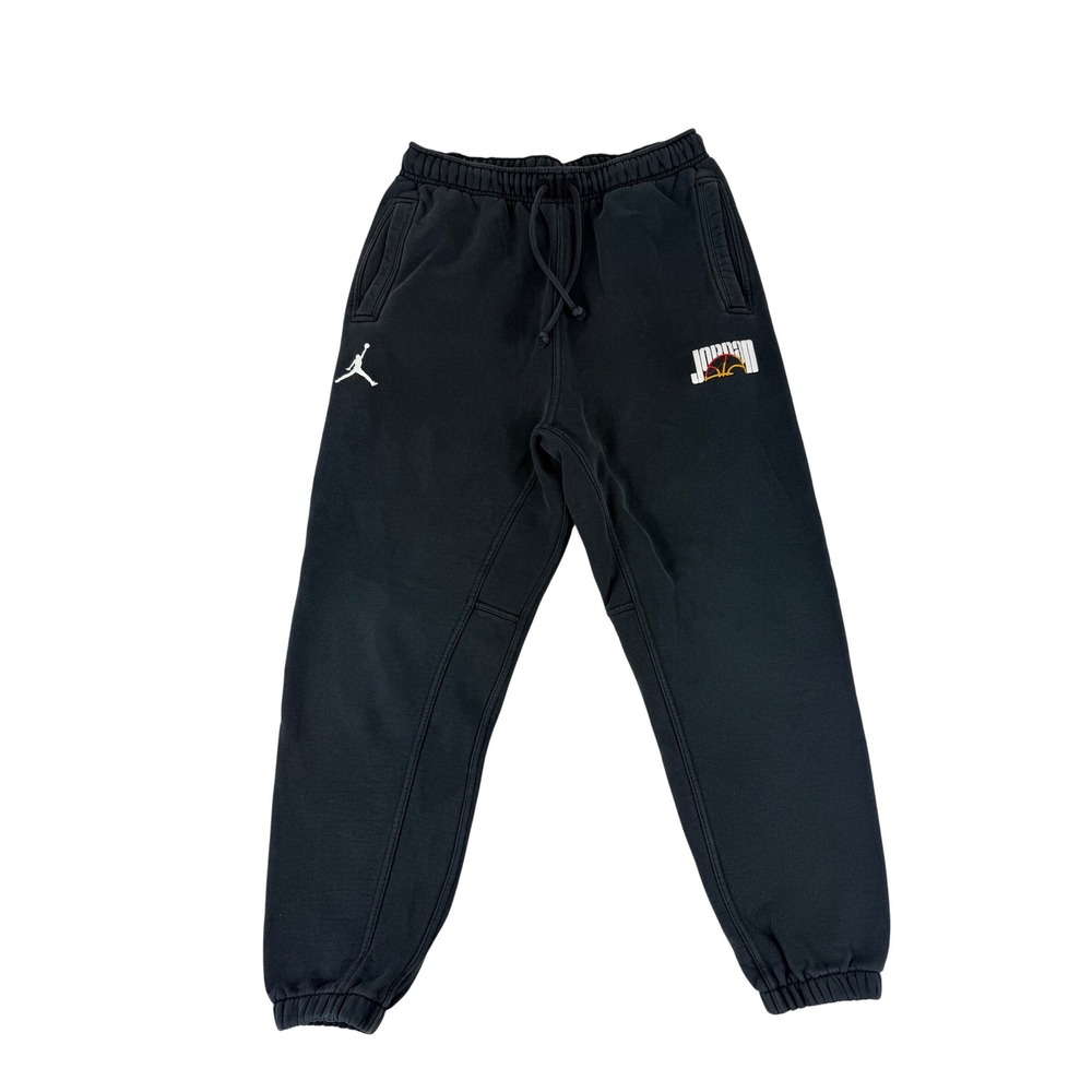 Jordan Sweatpants Mens Large Black Graphic Jumpman Joggers Fleece Faded